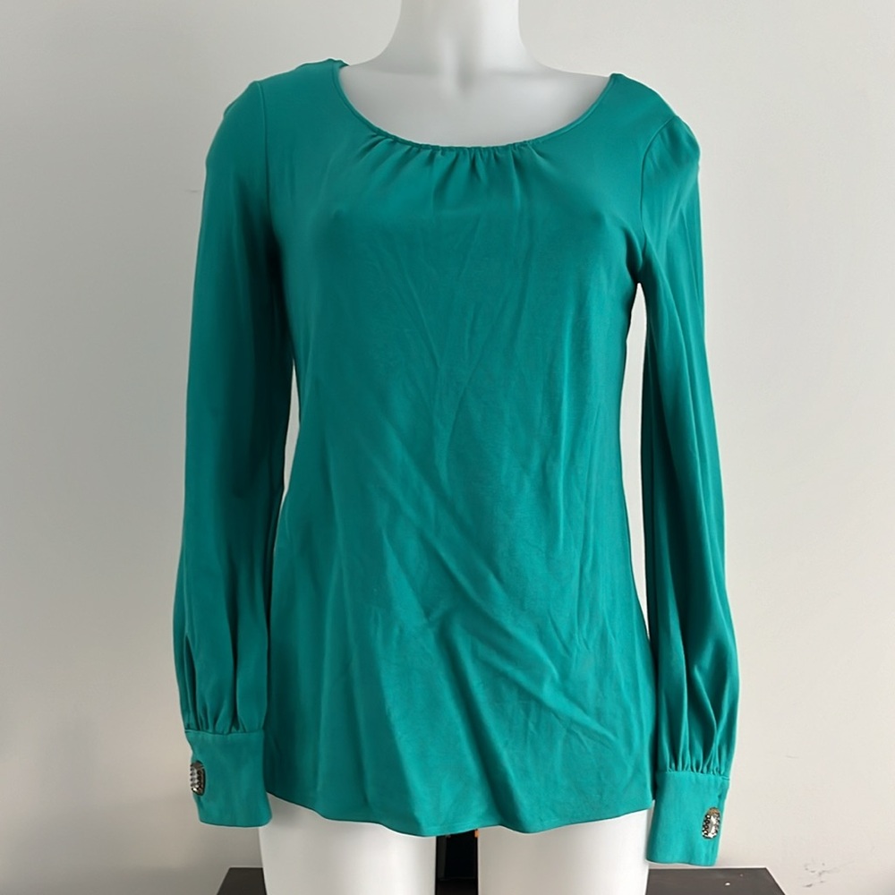 Sweeties teal long sleeved top with rhinestone detailing